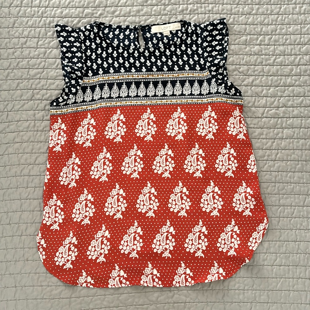 LOFT Petite Paisley Bouquet Top, XSP